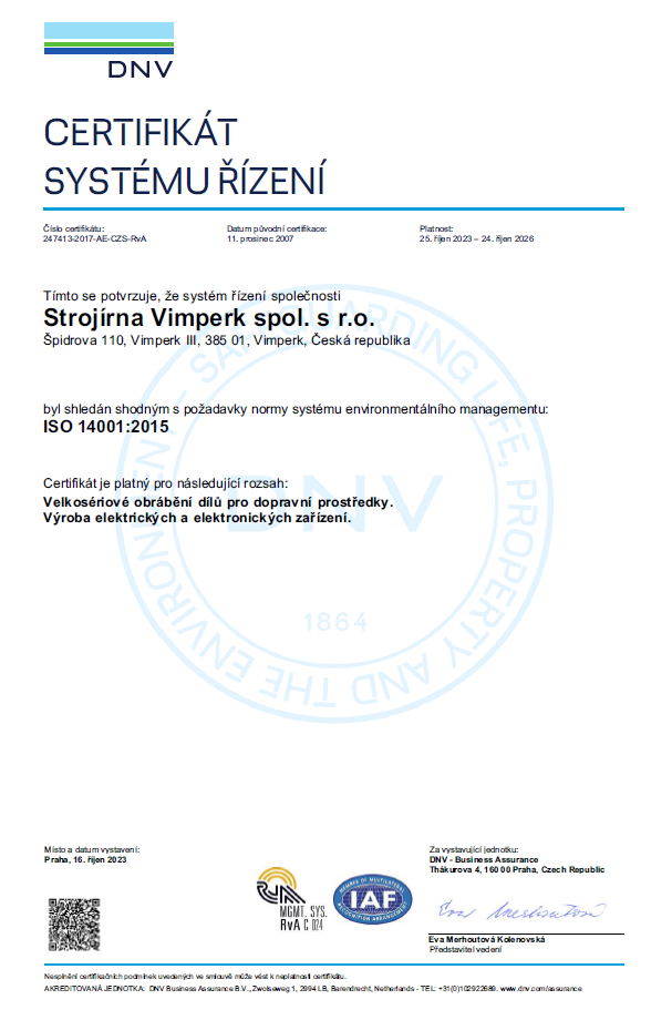 Strojírna Vimperk_cert 14k_RC 2023_CZE-20231016